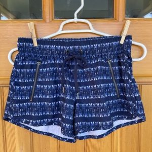 Athleta Blue and White Stripe lkat Sway Shorts
